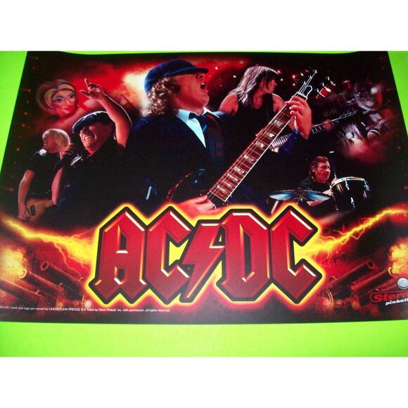 AC/DC Original NOS Pinball Machine Translite Art Sheet Hard Rock Heavy Metal - Picture 8 of 9